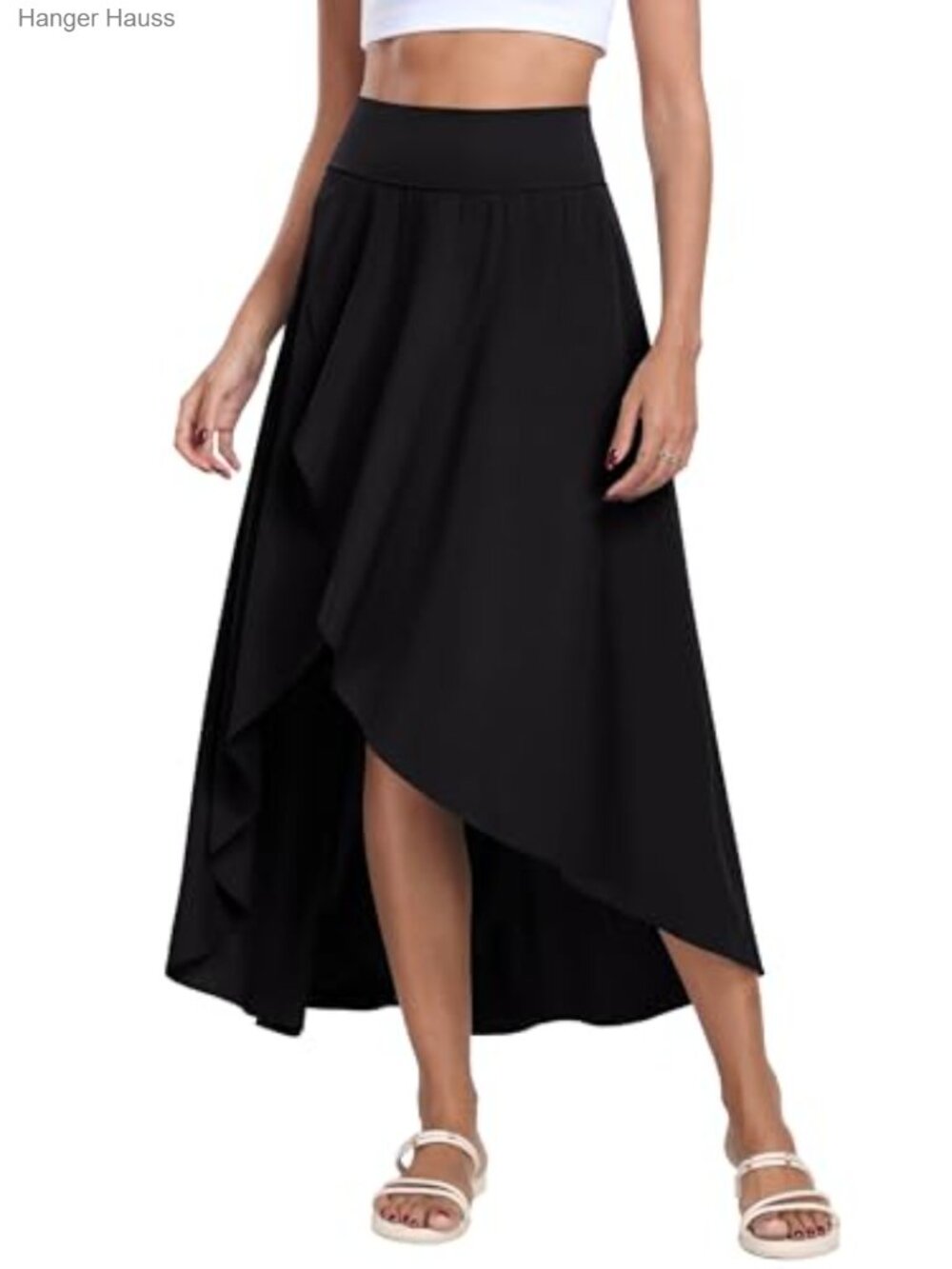 High Waist Maxi Skirt with Slit Ruffle Wrap Skirt Flowy Skirts Long Skirts with